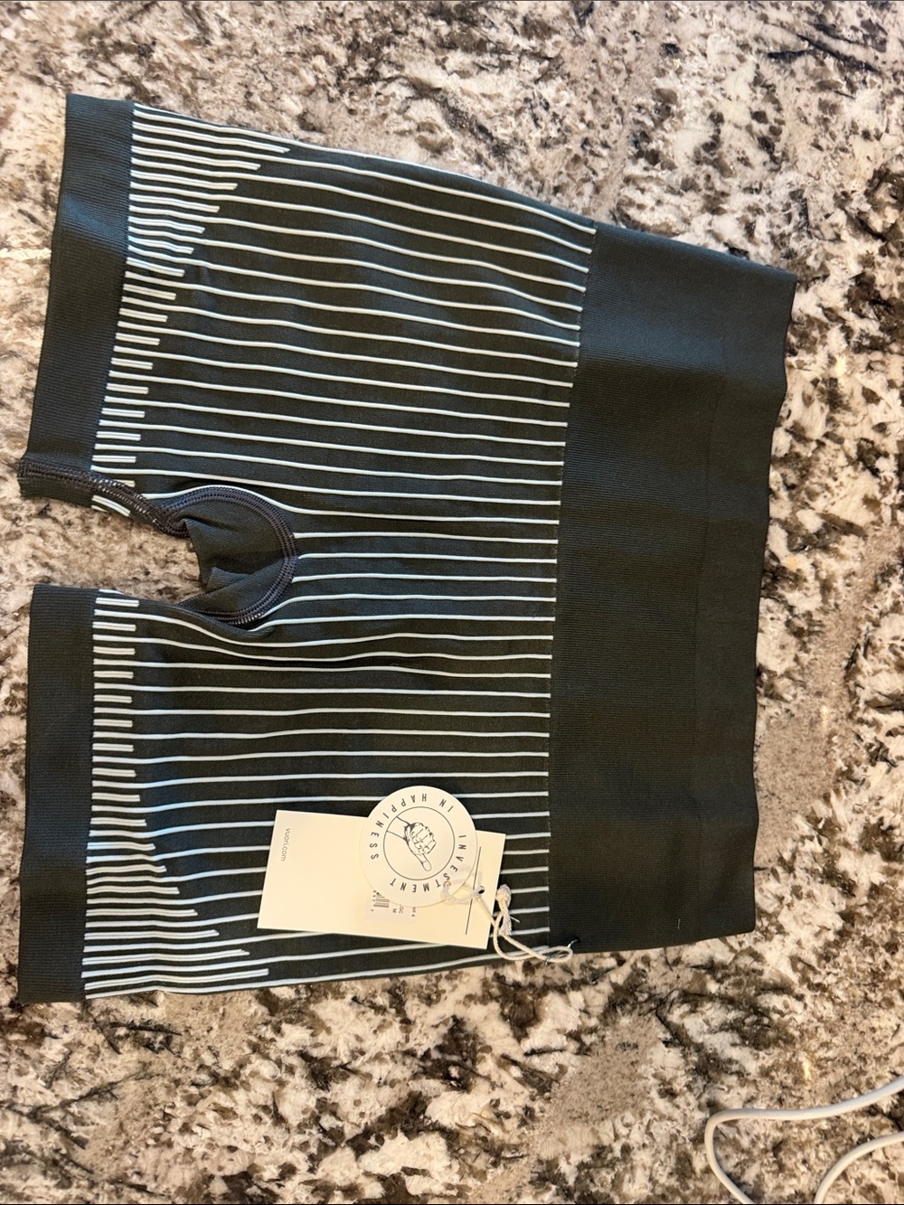 Vuori Black and White Striped Athletic Shorts